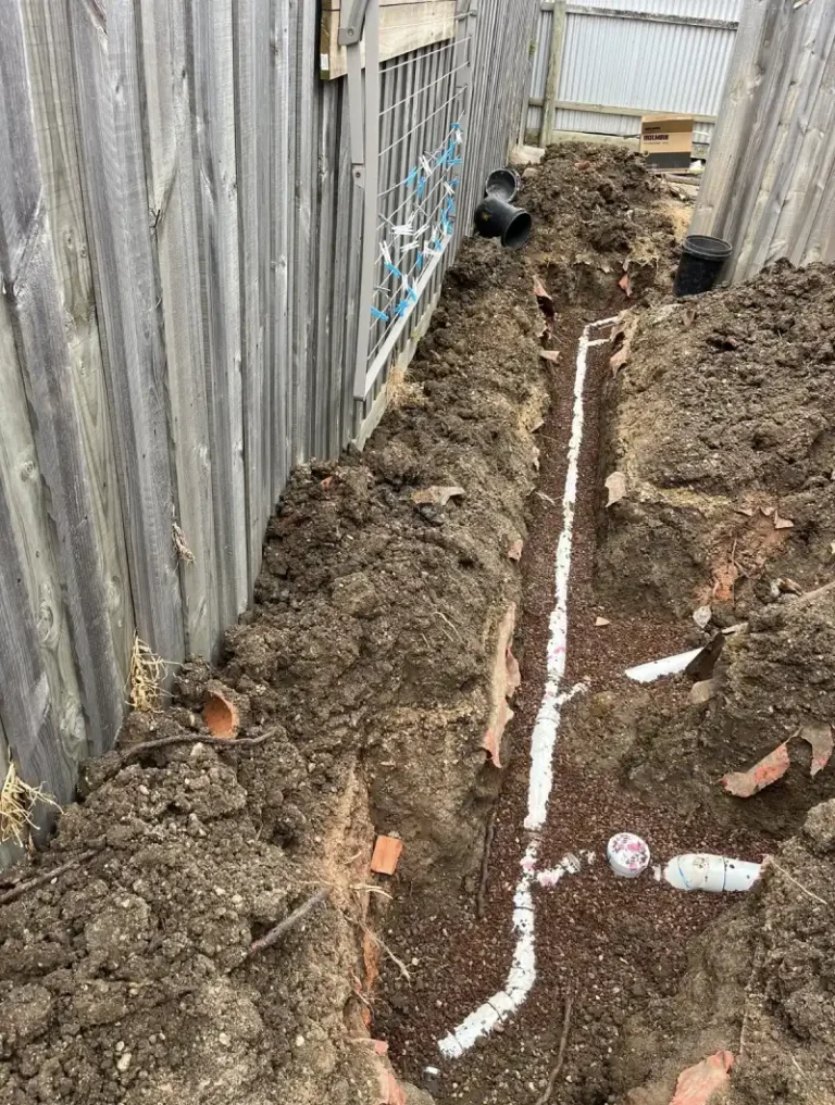 New sewer and stormwater pipe laid in a trench – Leopold plumber