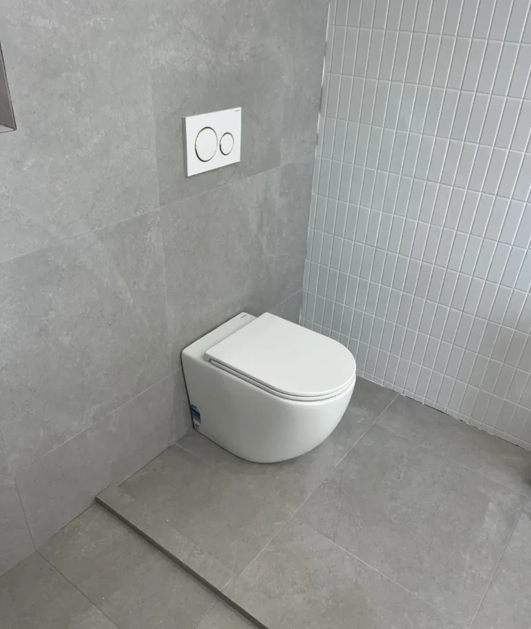 Wall-hung toilet with in-wall cistern installed – Leopold plumber