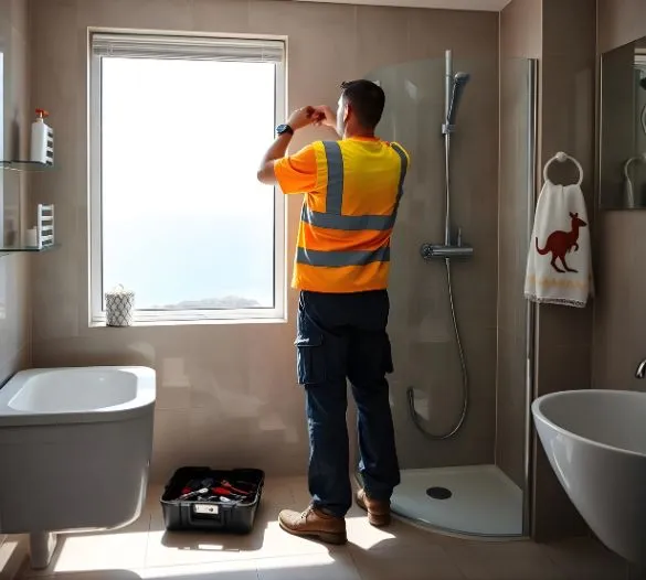 Professional installer working on a bathroom renovation